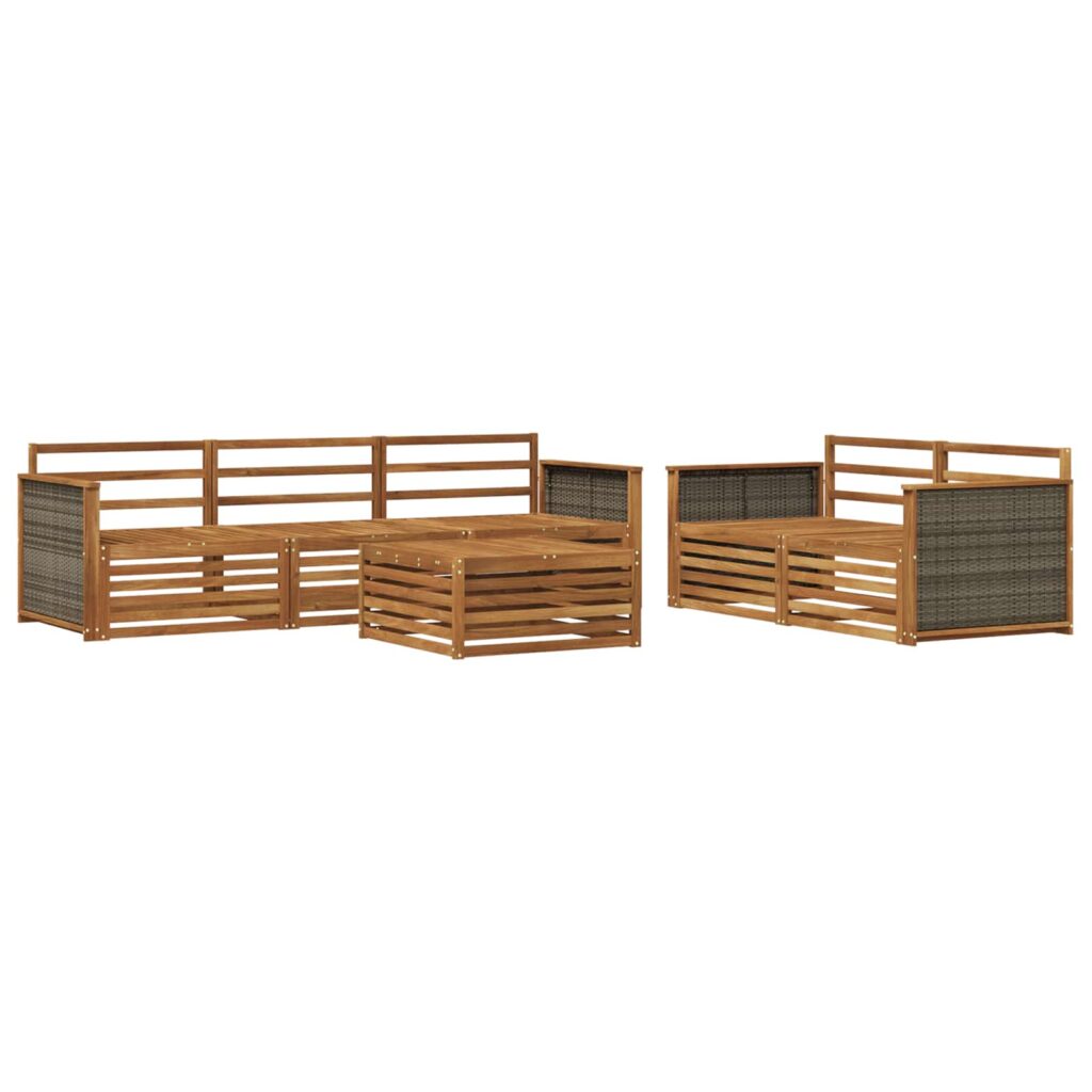 Ulkosohvakokoelma 6 pcs Luonnollinen Tiheä akasiapuu