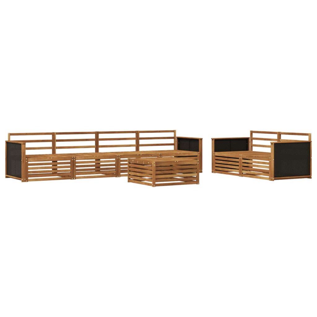 Ulkosohvakokoelma 7 pcs Luonnollinen Tiheä akasiapuu