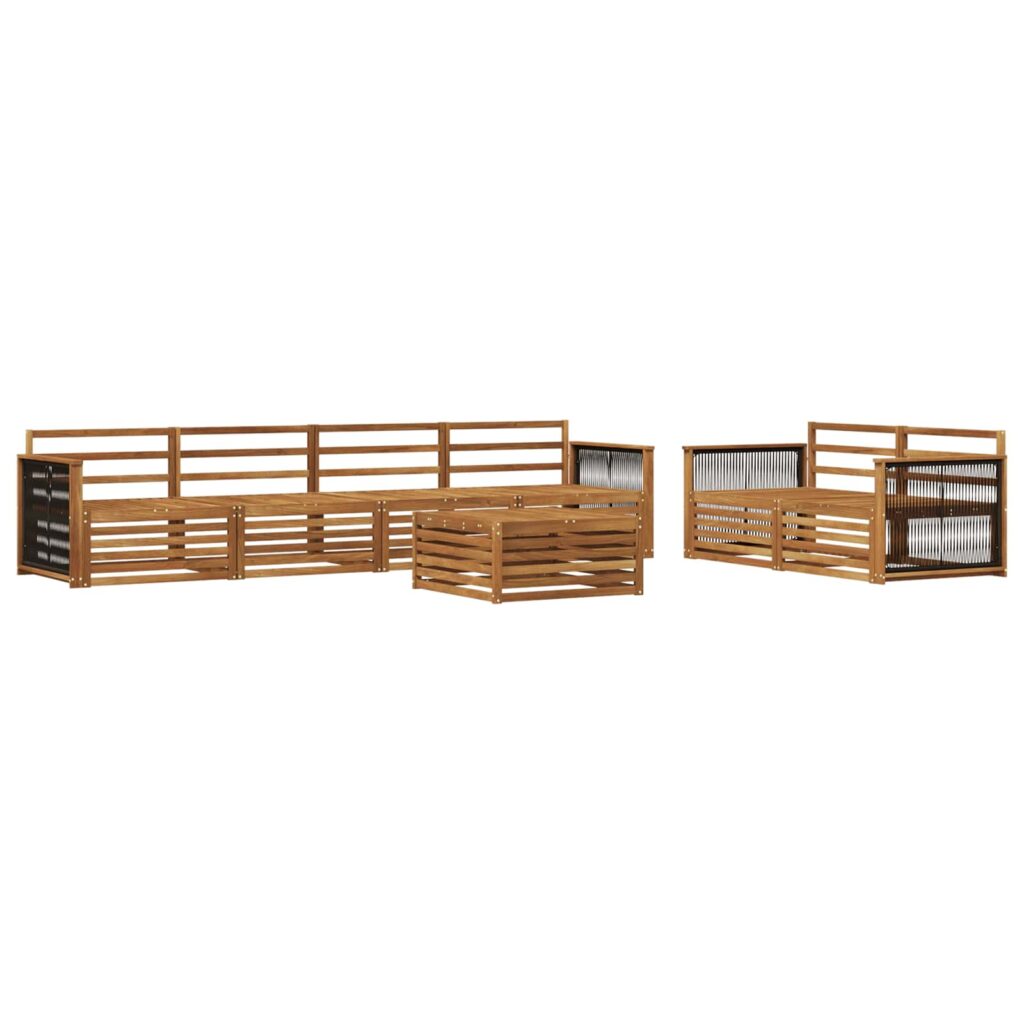Ulkosohvakokoelma 7 pcs Luonnollinen Tiheä akasiapuu
