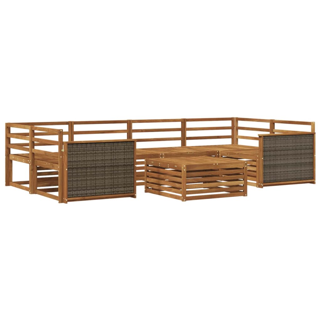 Ulkosohvakokoelma 7 pcs Luonnollinen Tiheä akasiapuu
