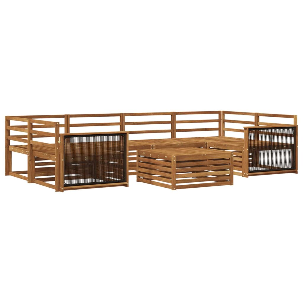 Ulkosohvakokoelma 7 pcs Luonnollinen Tiheä akasiapuu