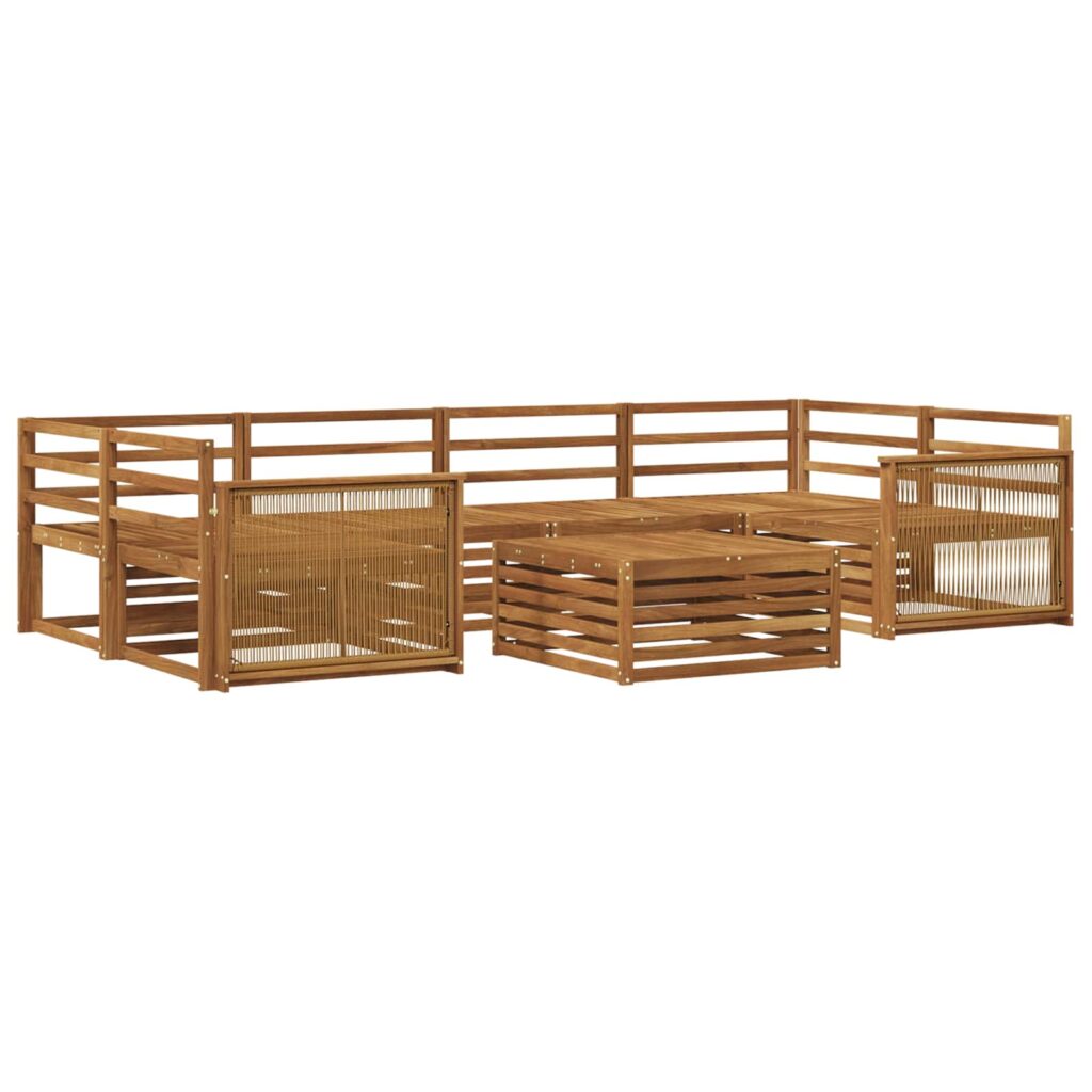 Ulkosohvakokoelma 7 pcs Luonnollinen Tiheä akasiapuu