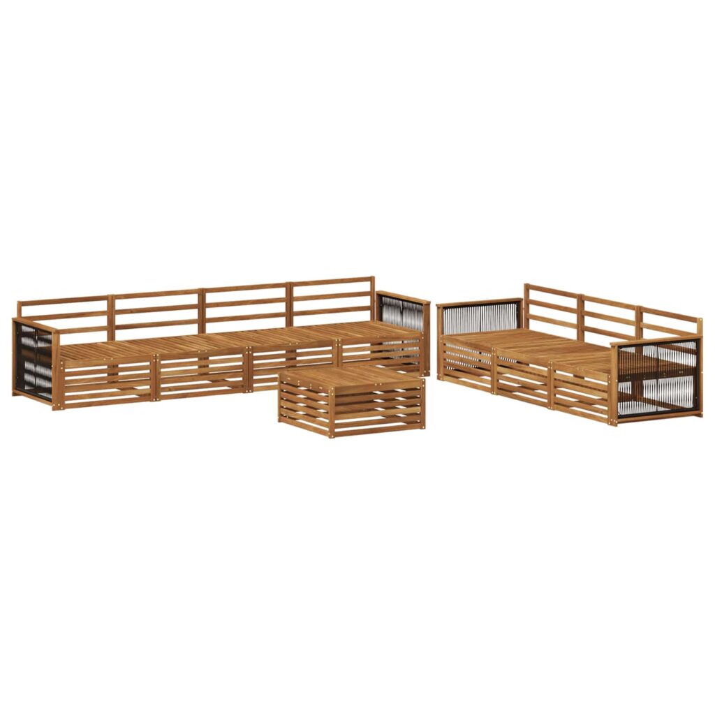 Ulkosohvakokoelma 8 pcs Luonnollinen Tiheä akasiapuu