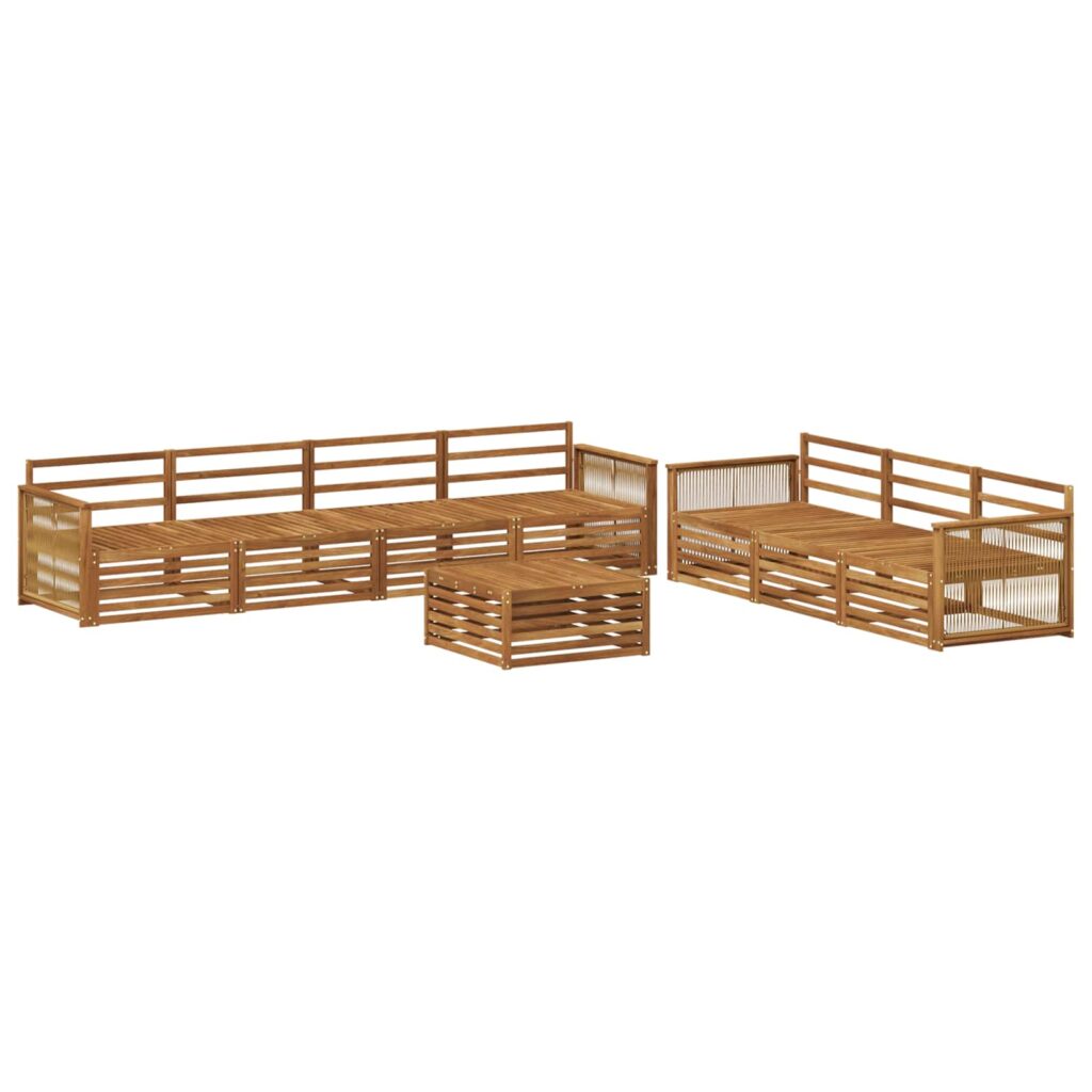 Ulkosohvakokoelma 8 pcs Luonnollinen Tiheä akasiapuu