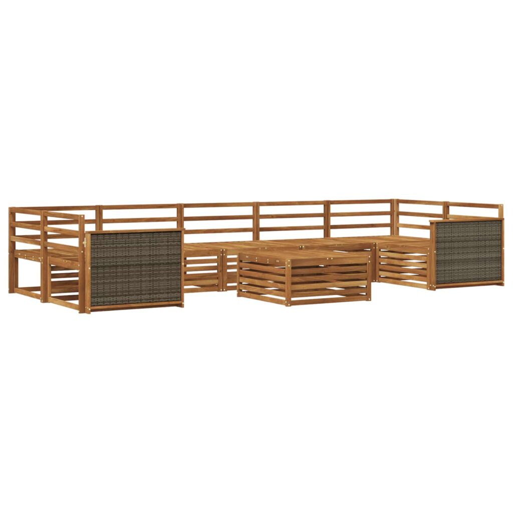 Ulkosohvakokoelma 8 pcs Luonnollinen Tiheä akasiapuu