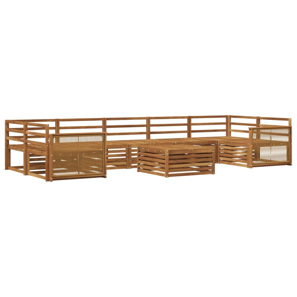 Ulkosohvakokoelma 8 pcs Luonnollinen Tiheä akasiapuu