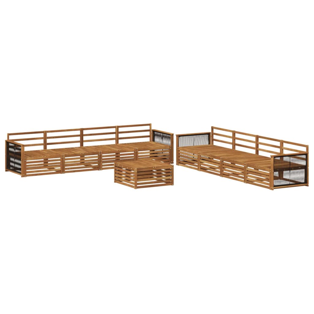 Ulkosohvakokoelma 9 pcs Luonnollinen Tiheä akasiapuu