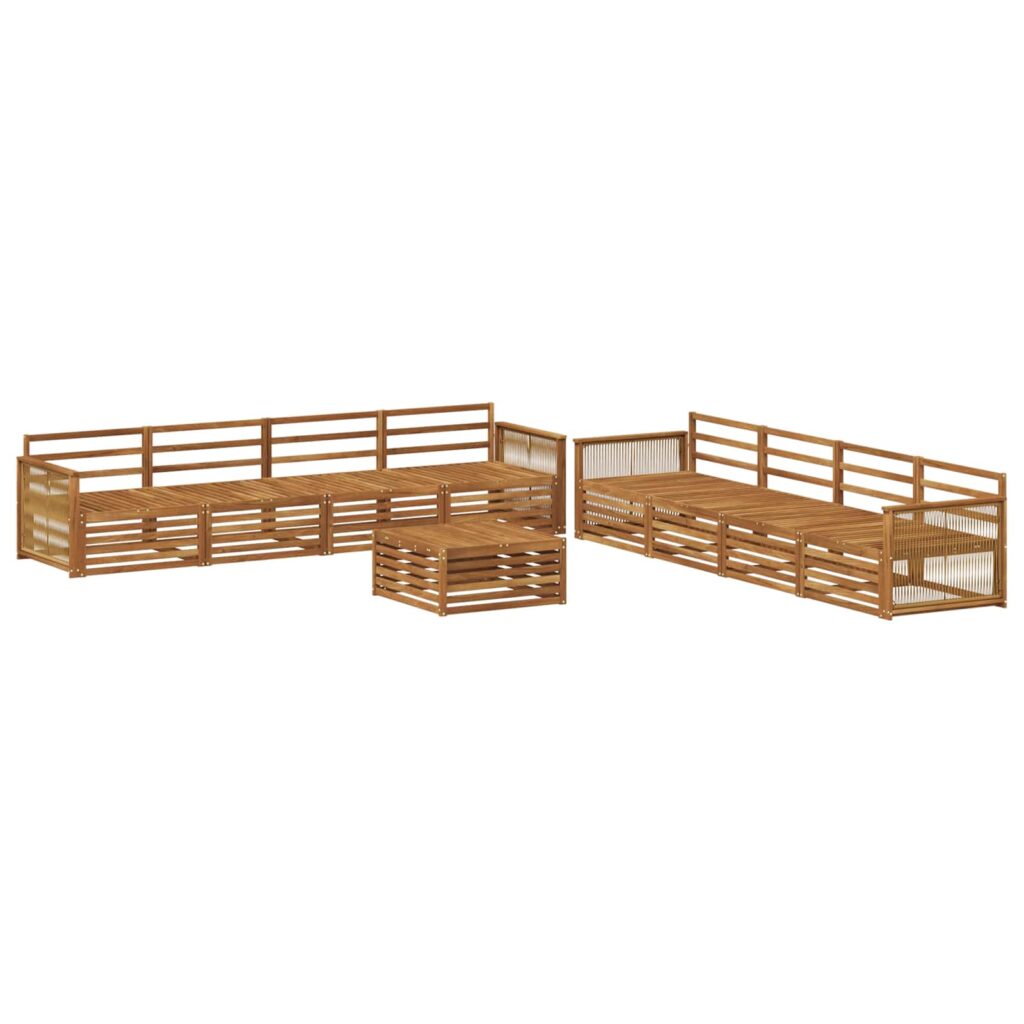 Ulkosohvakokoelma 9 pcs Luonnollinen Tiheä akasiapuu