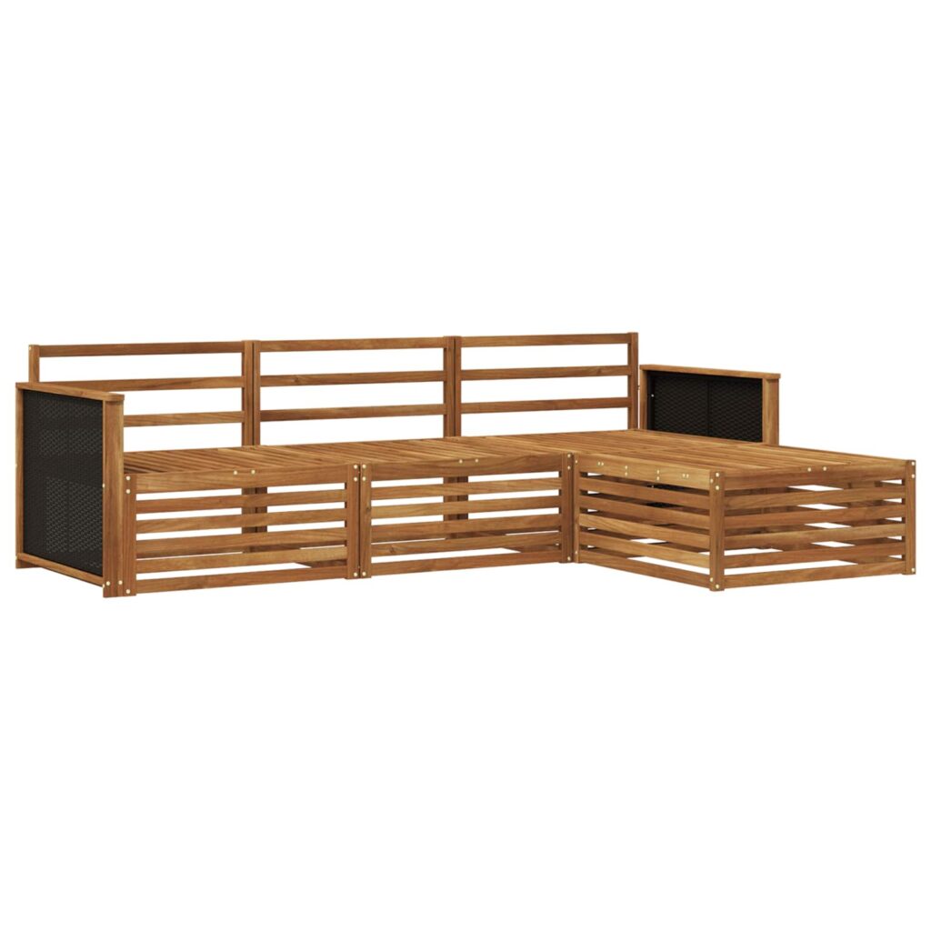 Ulkosohvakokoelma 4 pcs Luonnollinen Tiheä akasiapuu