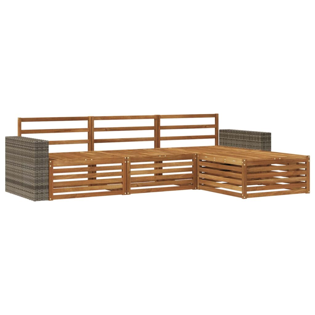 Ulkosohvakokoelma 4 pcs Luonnollinen Tiheä akasiapuu