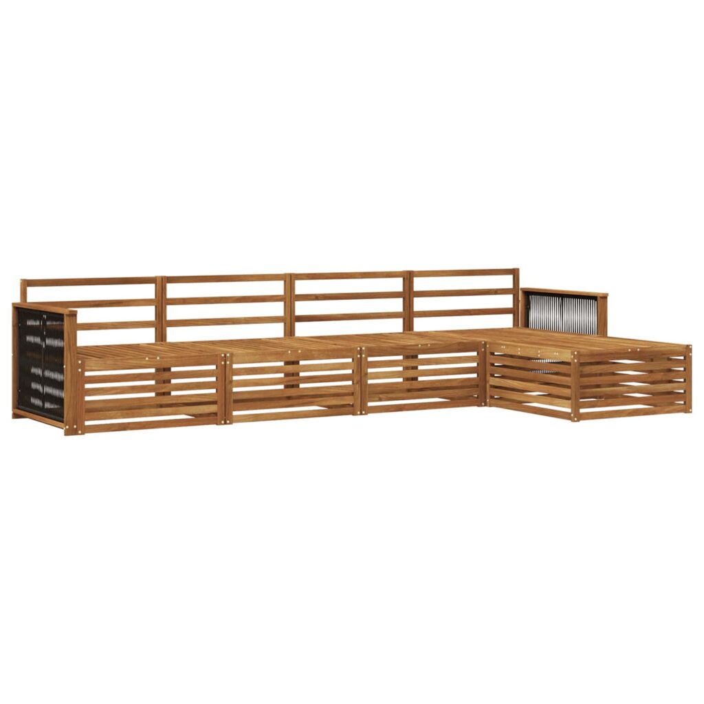 Ulkosohvakokoelma 5 pcs Luonnollinen Tiheä akasiapuu
