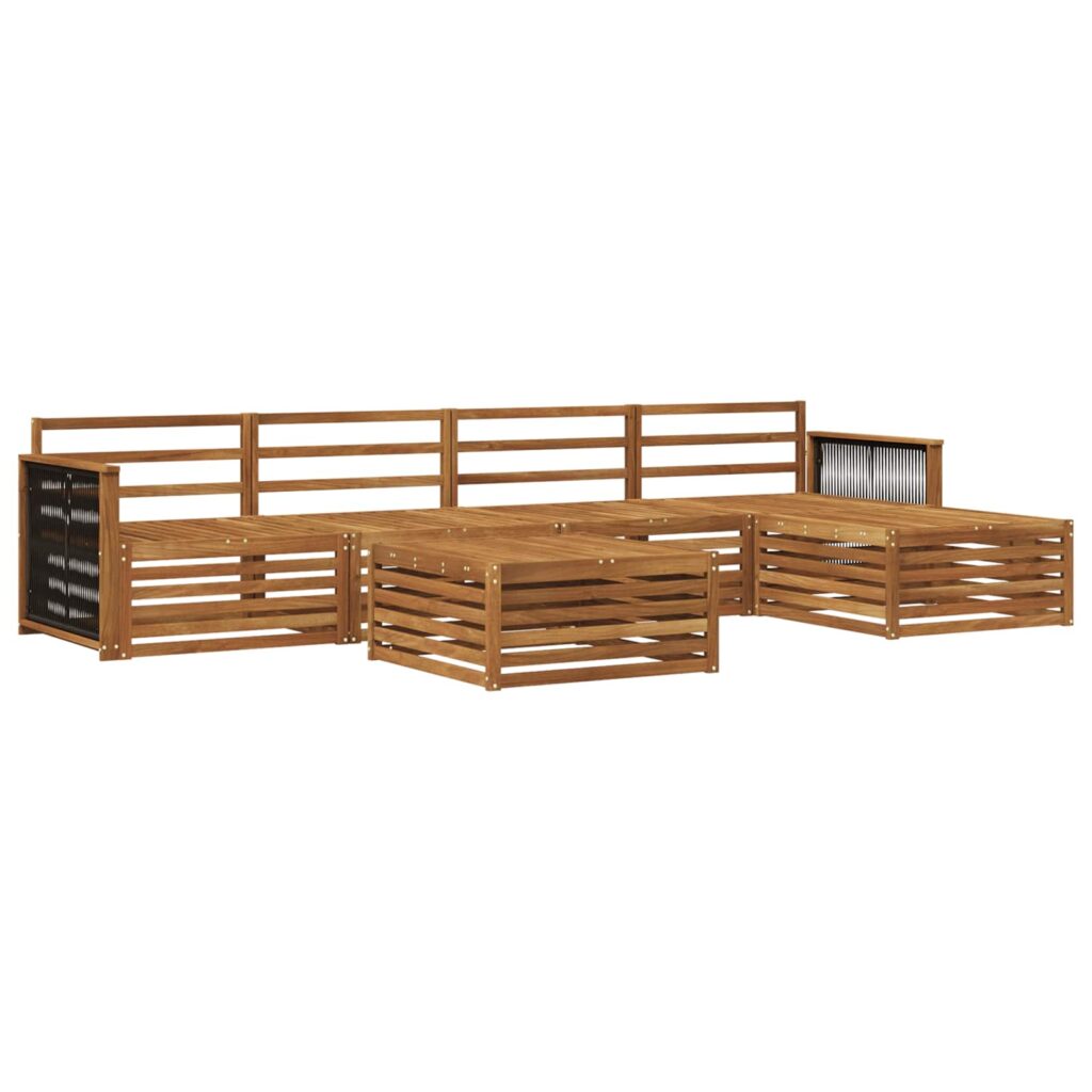 Ulkosohvakokoelma 6 pcs Luonnollinen Tiheä akasiapuu