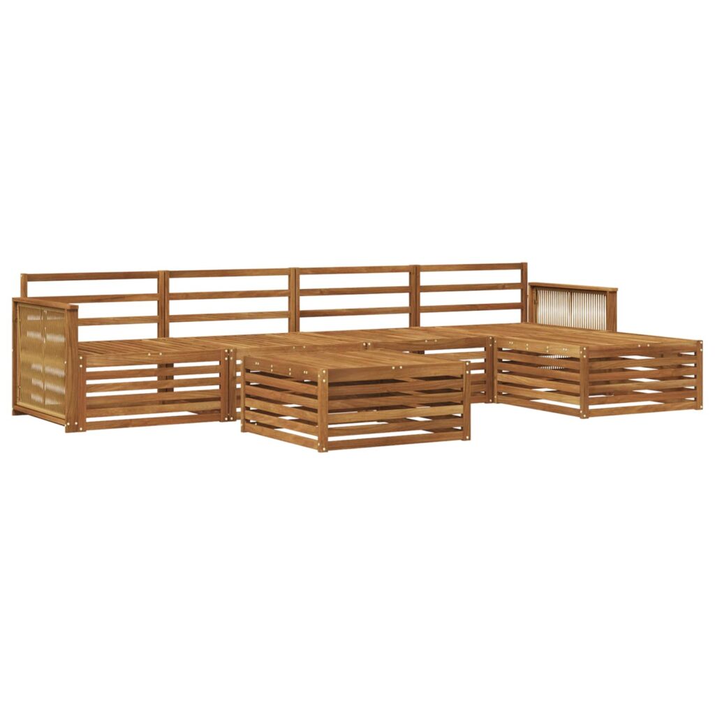 Ulkosohvakokoelma 6 pcs Luonnollinen Tiheä akasiapuu