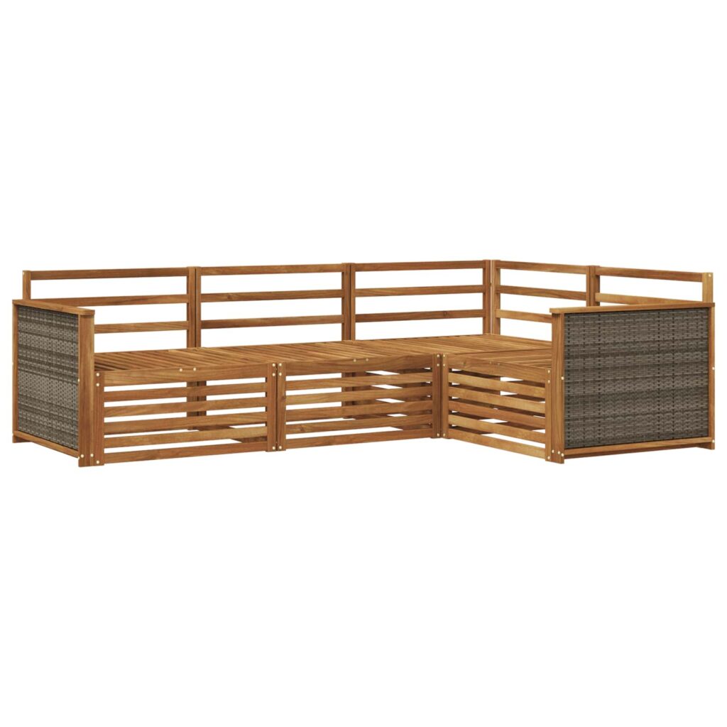 Ulkosohvakokoelma 4 pcs Luonnollinen Tiheä akasiapuu