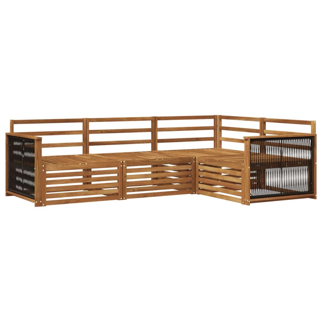 Ulkosohvakokoelma 4 pcs Luonnollinen Tiheä akasiapuu