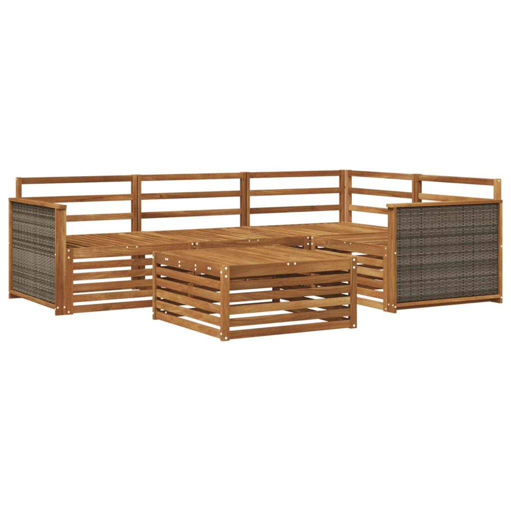 Ulkosohvakokoelma 5 pcs Luonnollinen Tiheä akasiapuu