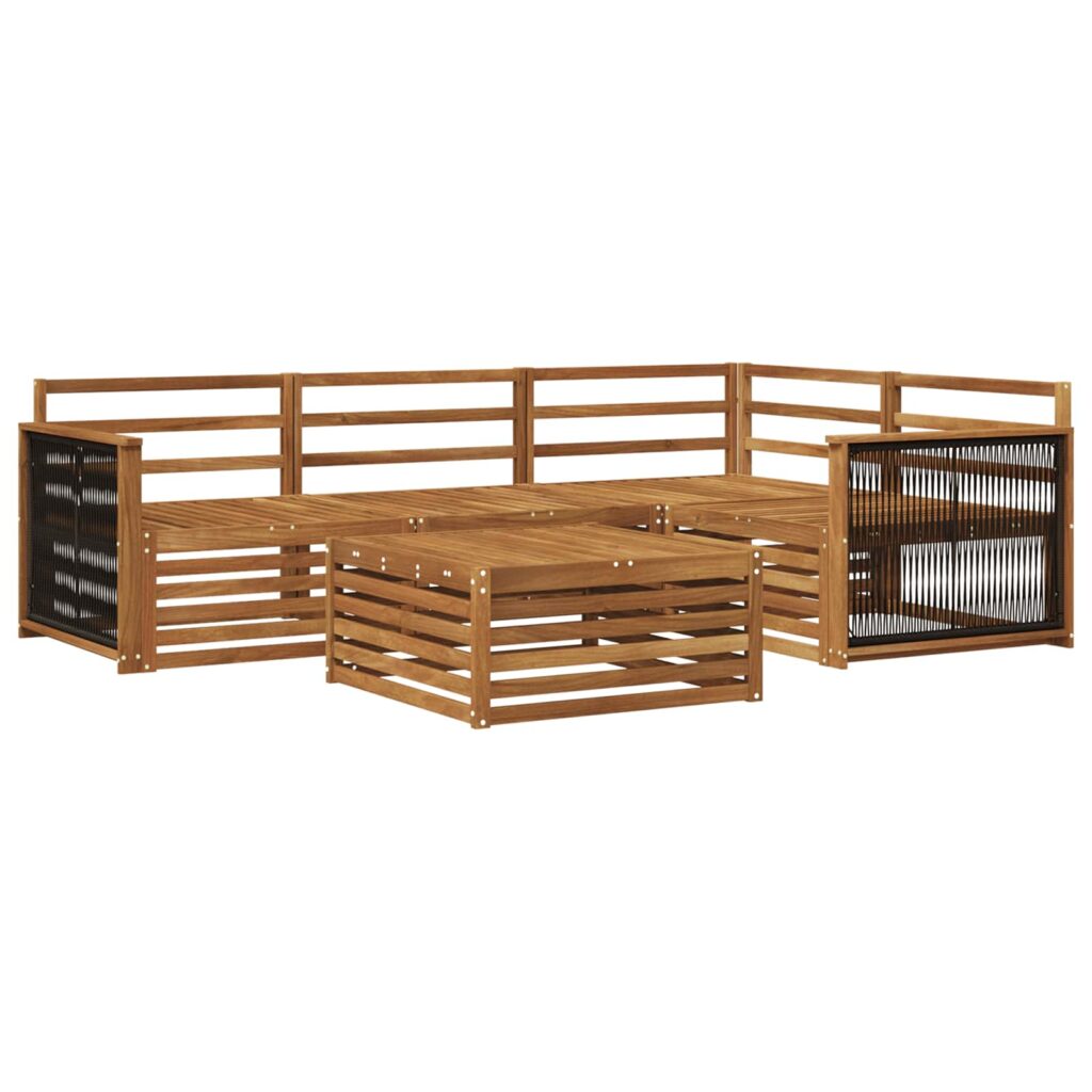 Ulkosohvakokoelma 5 pcs Luonnollinen Tiheä akasiapuu