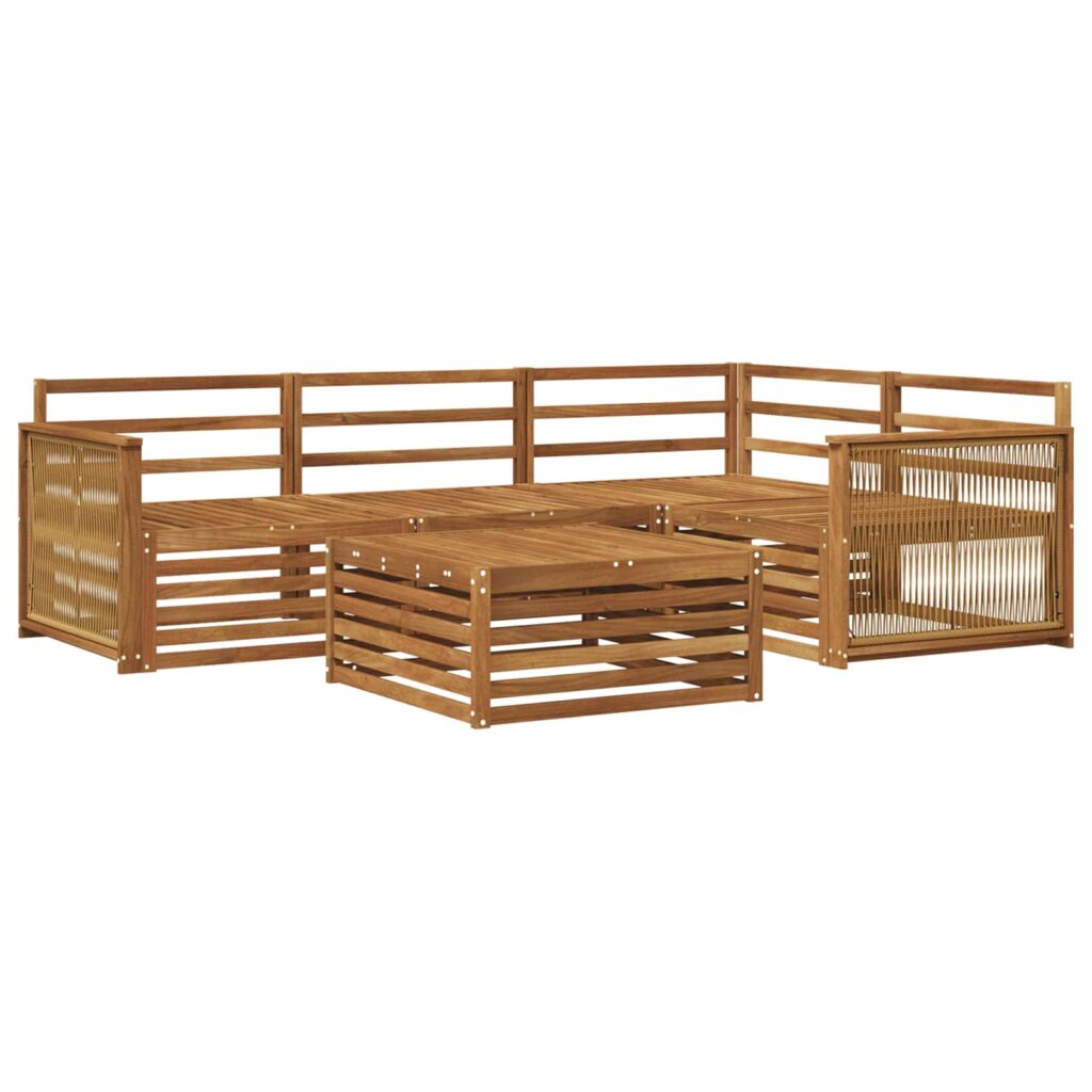 Ulkosohvakokoelma 5 pcs Luonnollinen Tiheä akasiapuu