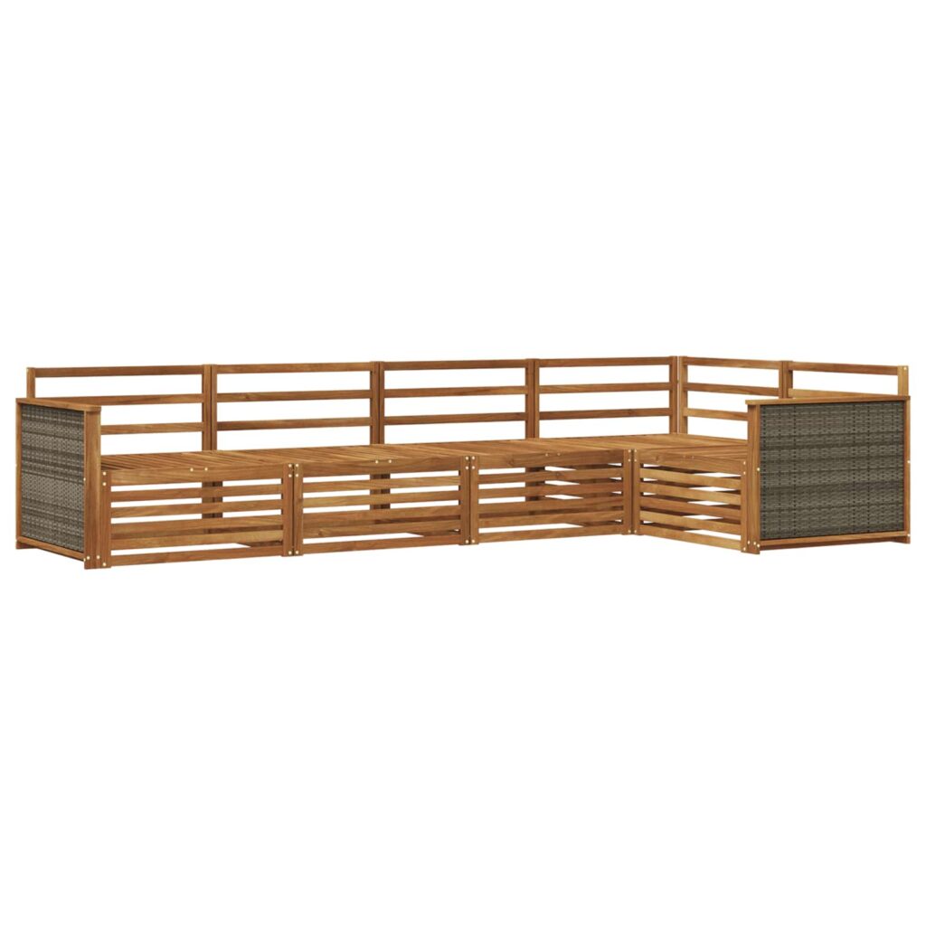 Ulkosohvakokoelma 5 pcs Luonnollinen Tiheä akasiapuu