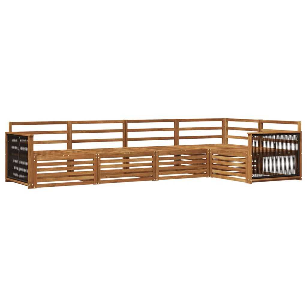 Ulkosohvakokoelma 5 pcs Luonnollinen Tiheä akasiapuu
