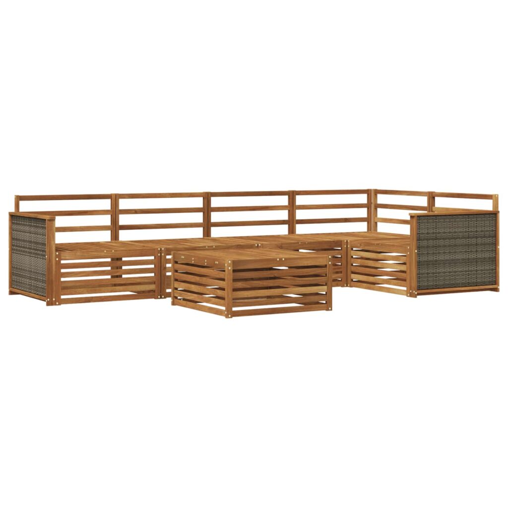 Ulkosohvakokoelma 6 pcs Luonnollinen Tiheä akasiapuu