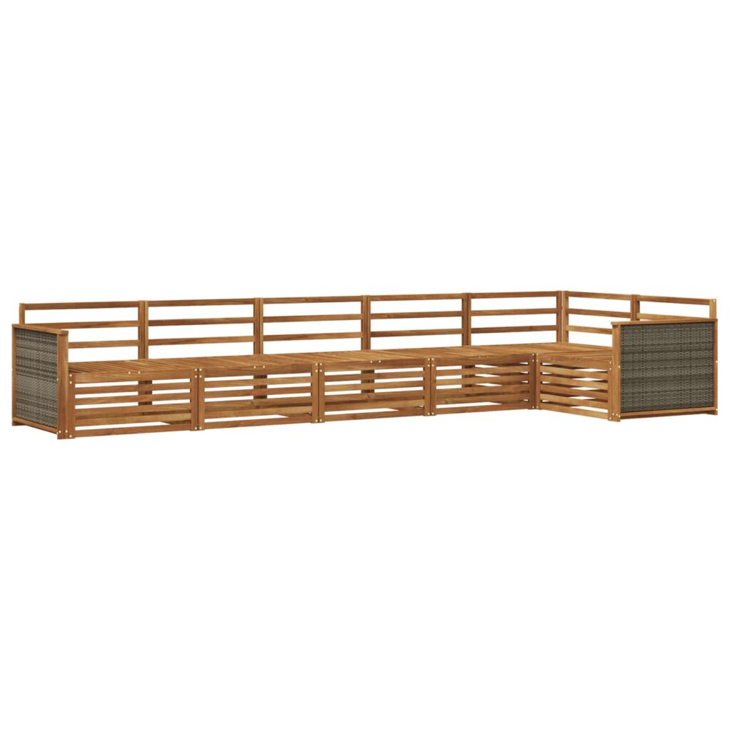 Ulkosohvakokoelma 6 pcs Luonnollinen Tiheä akasiapuu