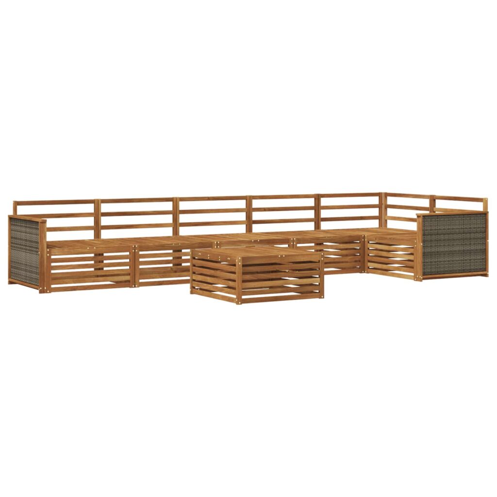 Ulkosohvakokoelma 7 pcs Luonnollinen Tiheä akasiapuu
