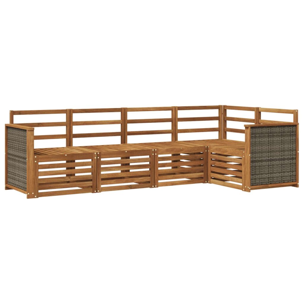 Kulmasohvasetti 4 pcs Luonnollinen Tiheä akasiapuu