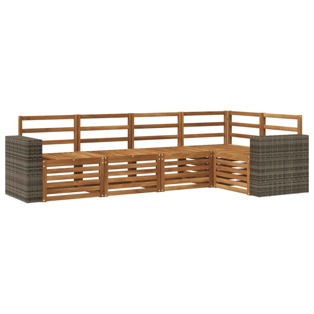 Kulmasohvasetti 5 pcs Luonnollinen Tiheä akasiapuu