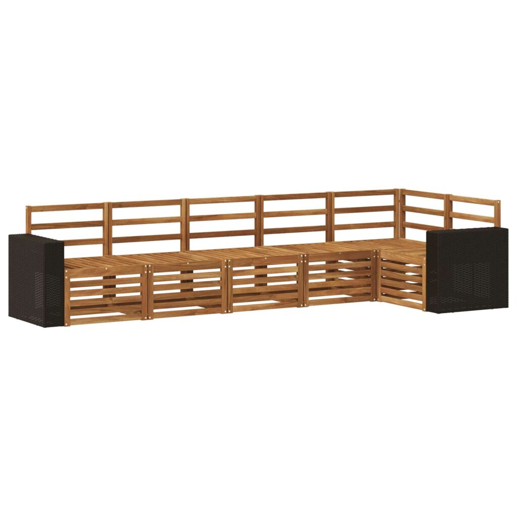 Kulmasohvasetti 6 pcs Luonnollinen Tiheä akasiapuu