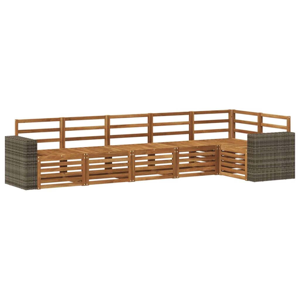 Kulmasohvasetti 6 pcs Luonnollinen Tiheä akasiapuu