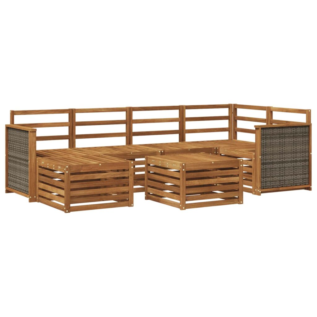 Kulmasohvasetti 6 pcs Luonnollinen Tiheä akasiapuu