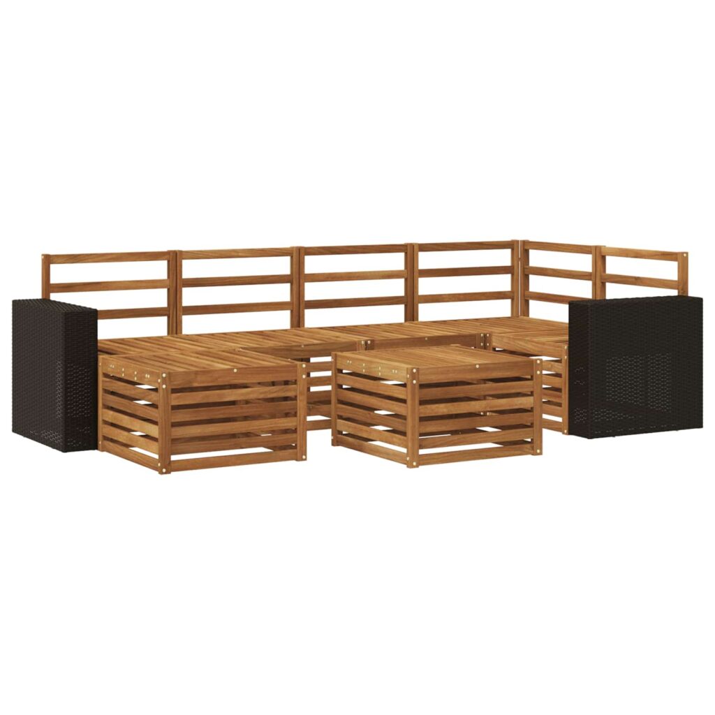 Kulmasohvasetti 7 pcs Luonnollinen Tiheä akasiapuu