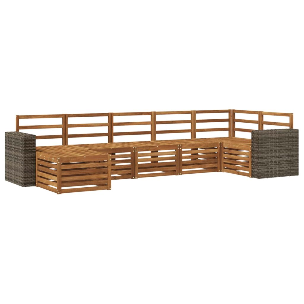 Kulmasohvasetti 7 pcs Luonnollinen Tiheä akasiapuu