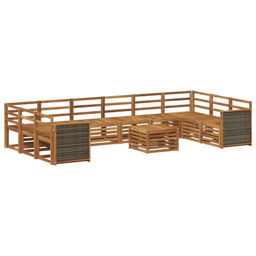 Ulkosohvakokoelma 8 pcs Luonnollinen Tiheä akasiapuu