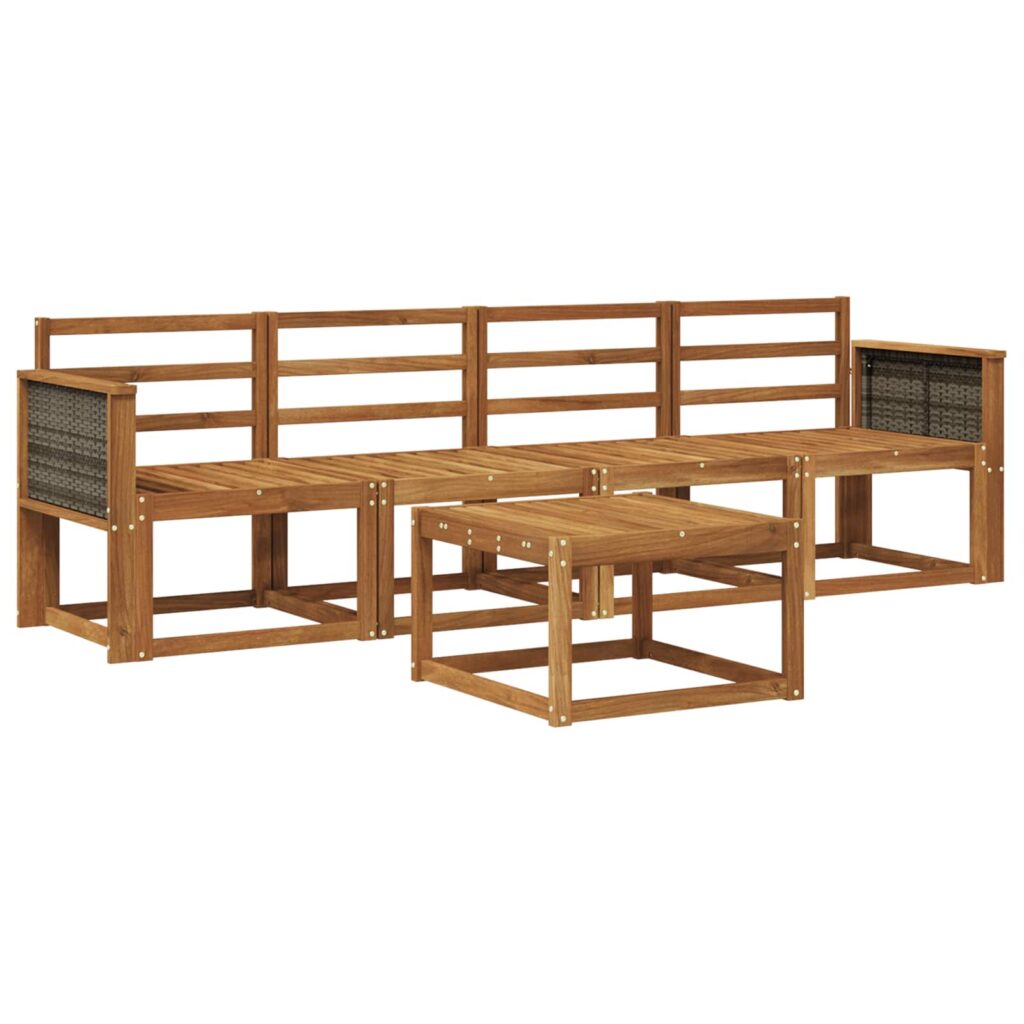 Ulkosohvakokoelma 4 pcs Luonnollinen Tiheä akasiapuu