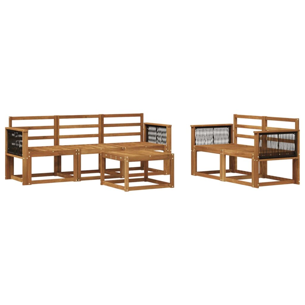 Ulkosohvakokoelma 6 pcs Luonnollinen Tiheä akasiapuu