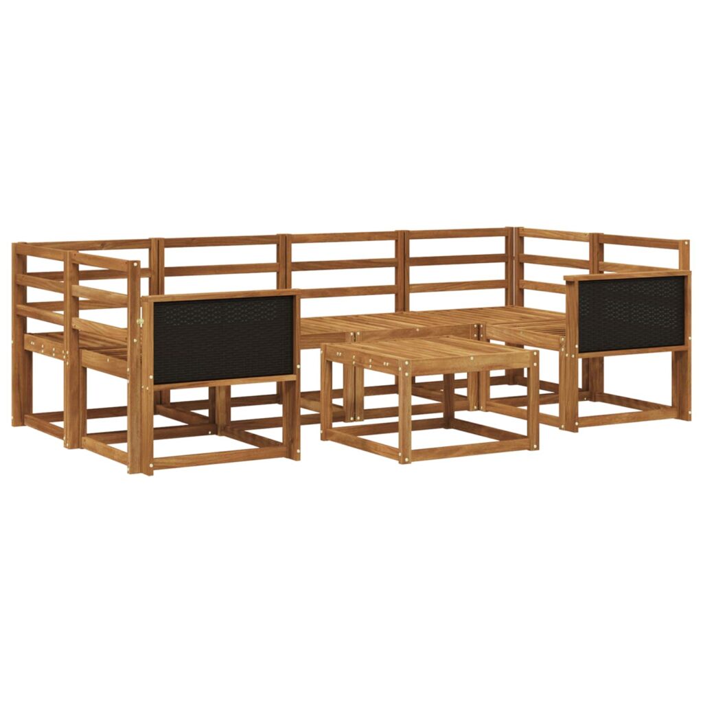 Ulkosohvakokoelma 5 pcs Luonnollinen Tiheä akasiapuu