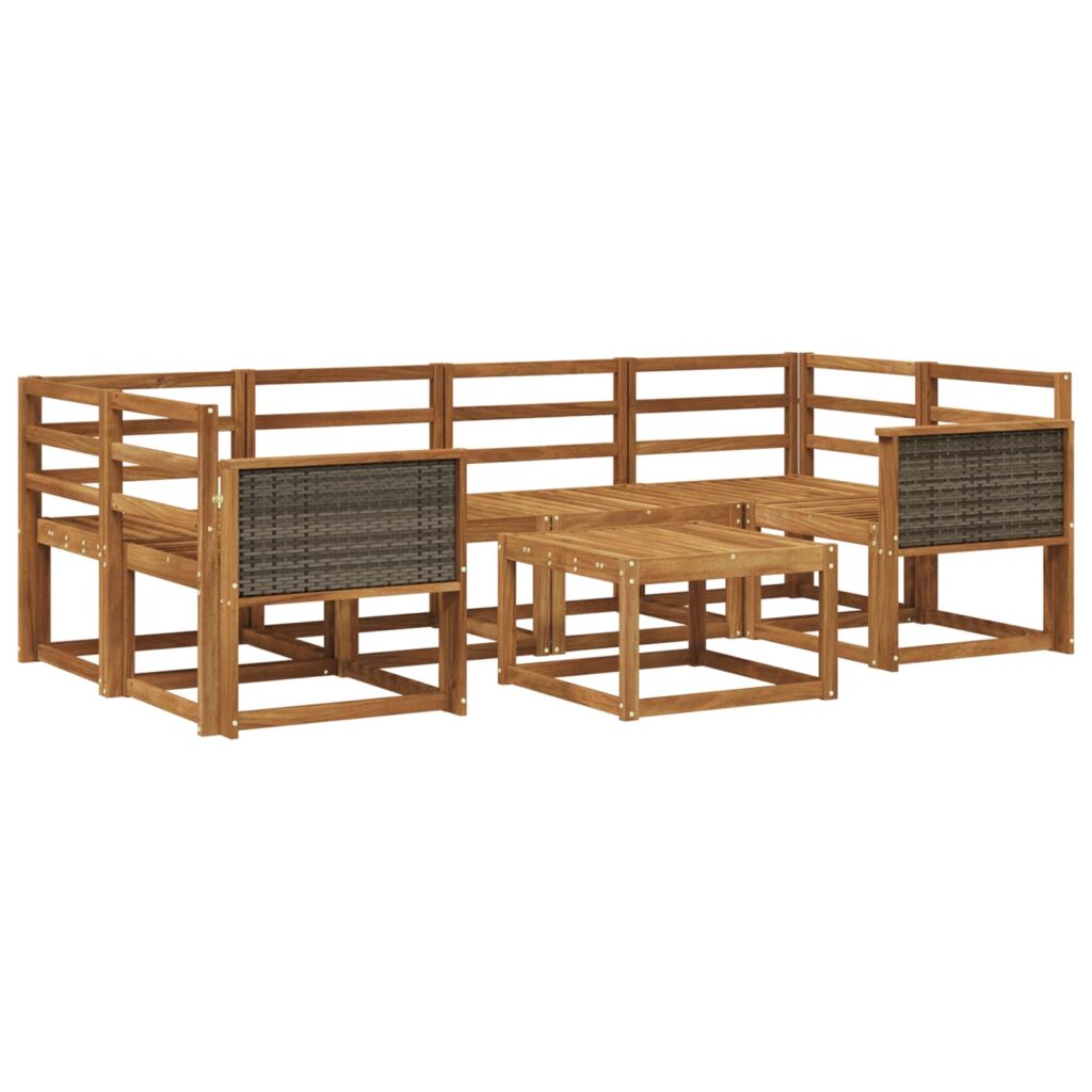 Ulkosohvakokoelma 5 pcs Luonnollinen Tiheä akasiapuu