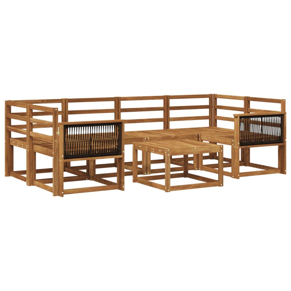 Ulkosohvakokoelma 5 pcs Luonnollinen Tiheä akasiapuu