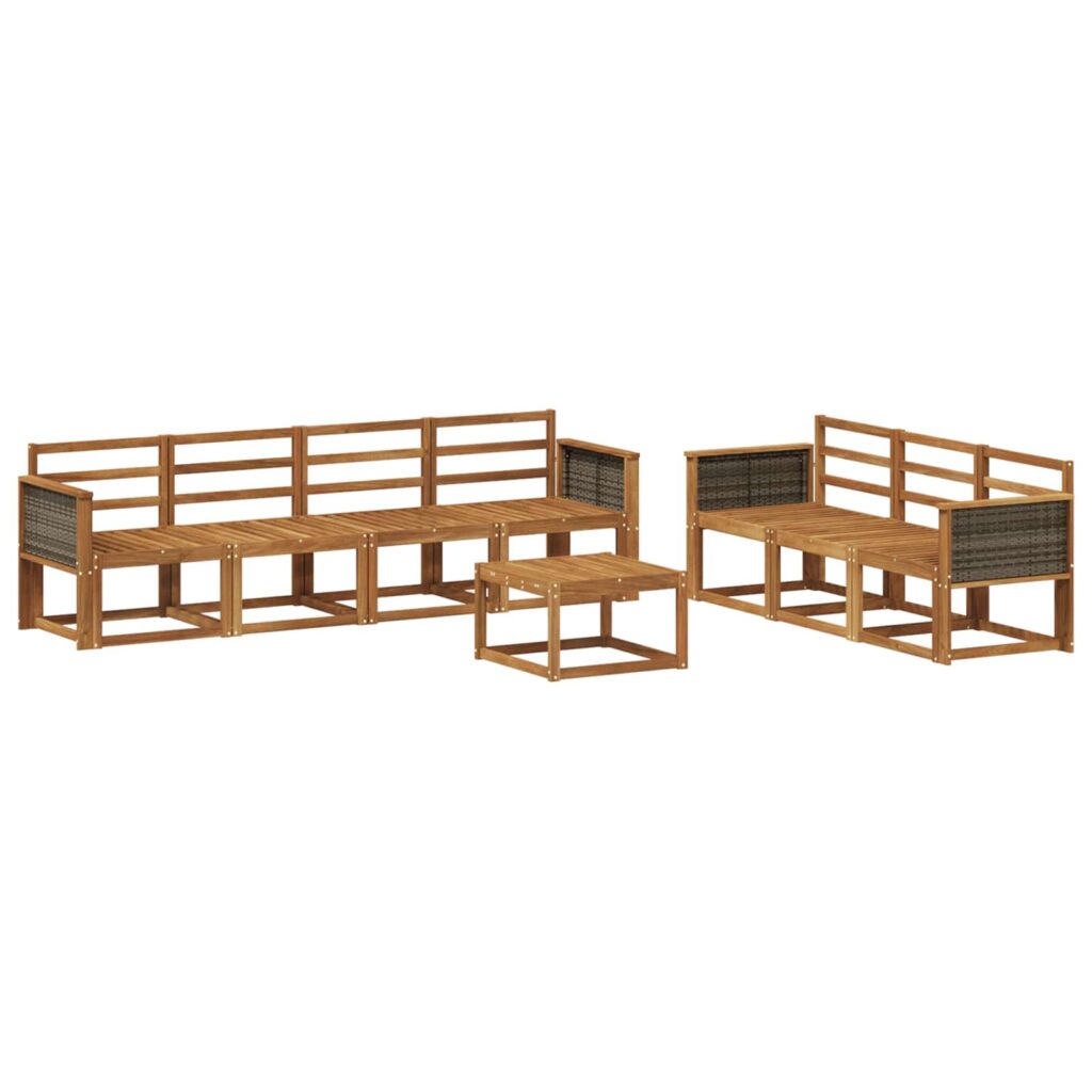 Ulkosohvakokoelma 7 pcs Luonnollinen Tiheä akasiapuu