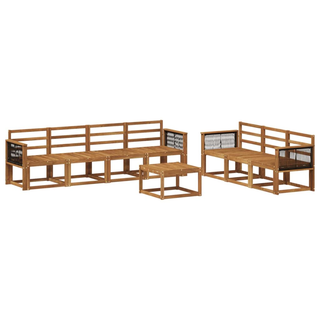Ulkosohvakokoelma 7 pcs Luonnollinen Tiheä akasiapuu