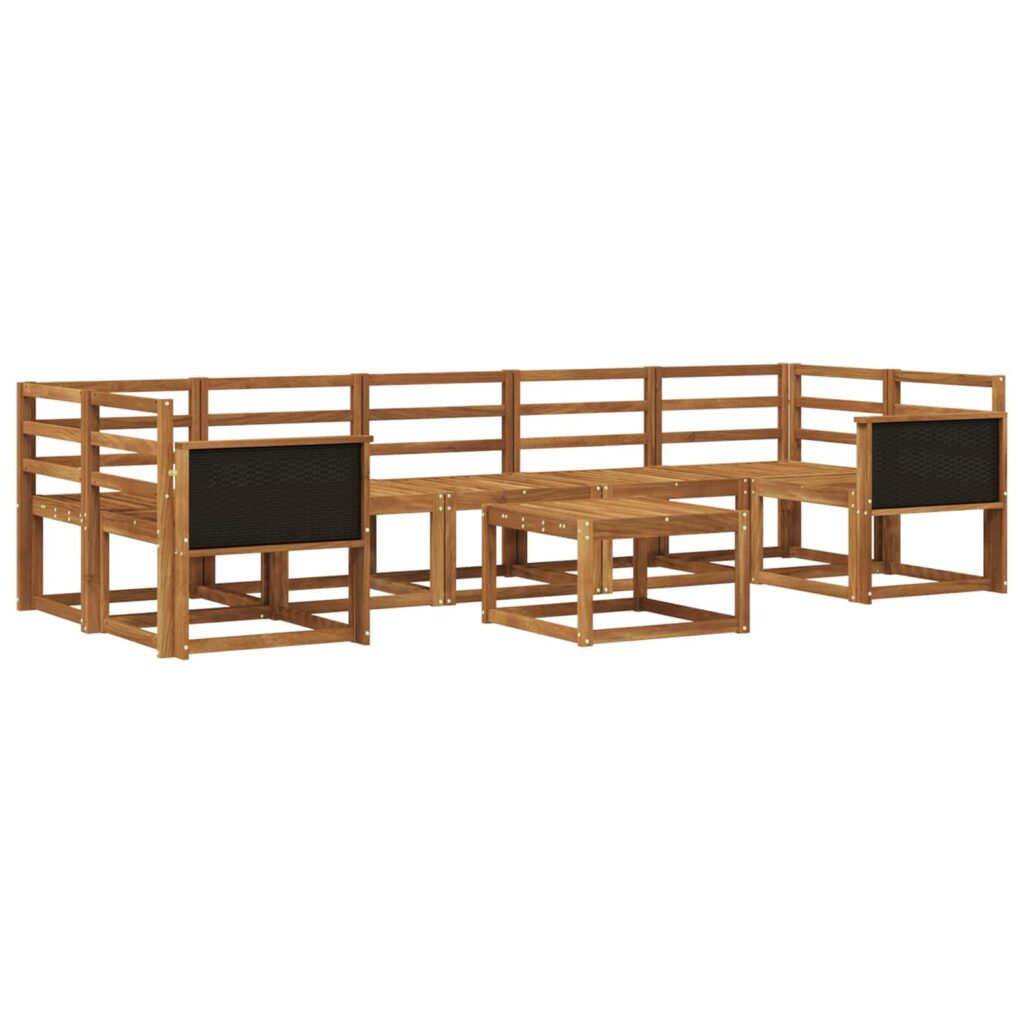 Ulkosohvakokoelma 6 pcs Luonnollinen Tiheä akasiapuu