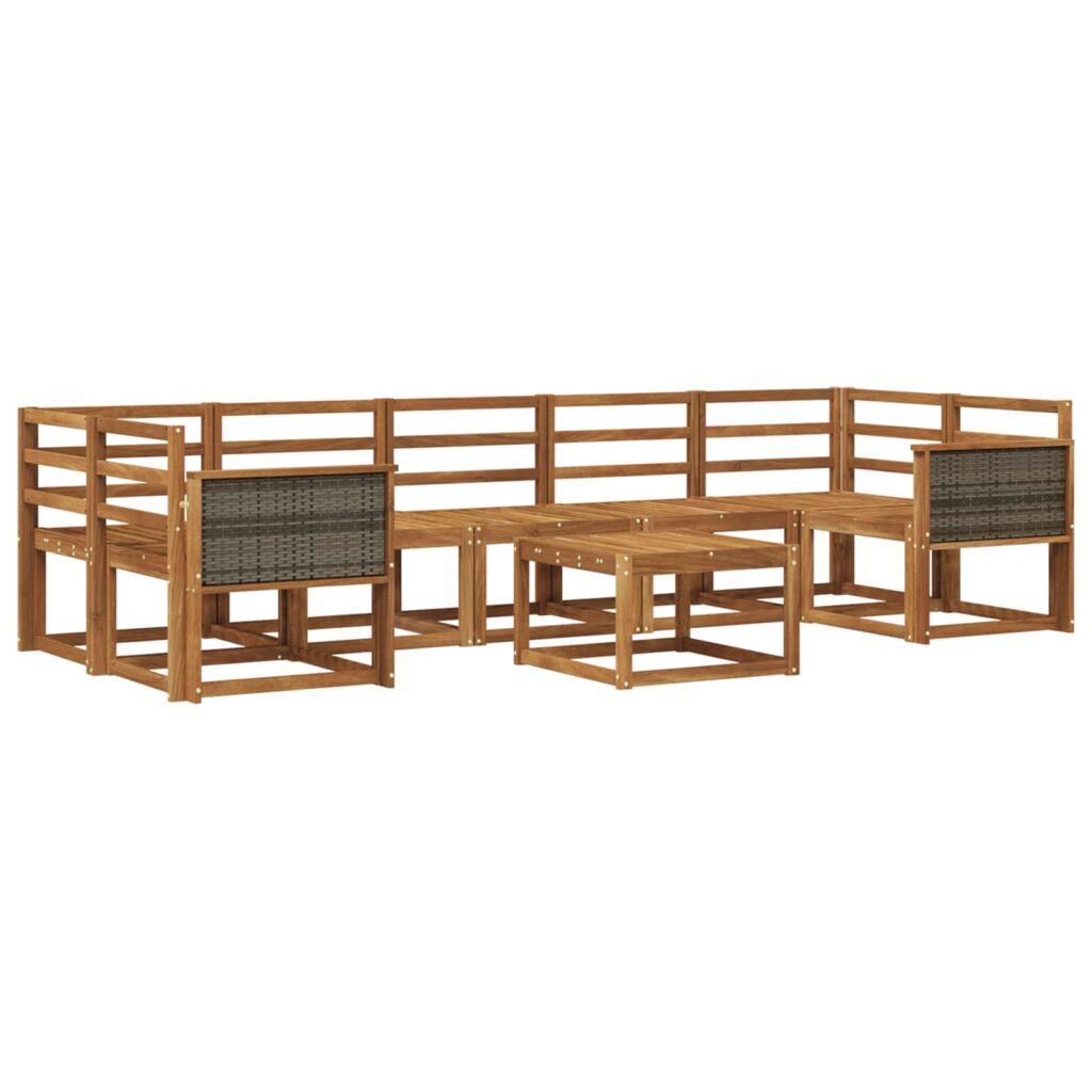 Ulkosohvakokoelma 6 pcs Luonnollinen Tiheä akasiapuu