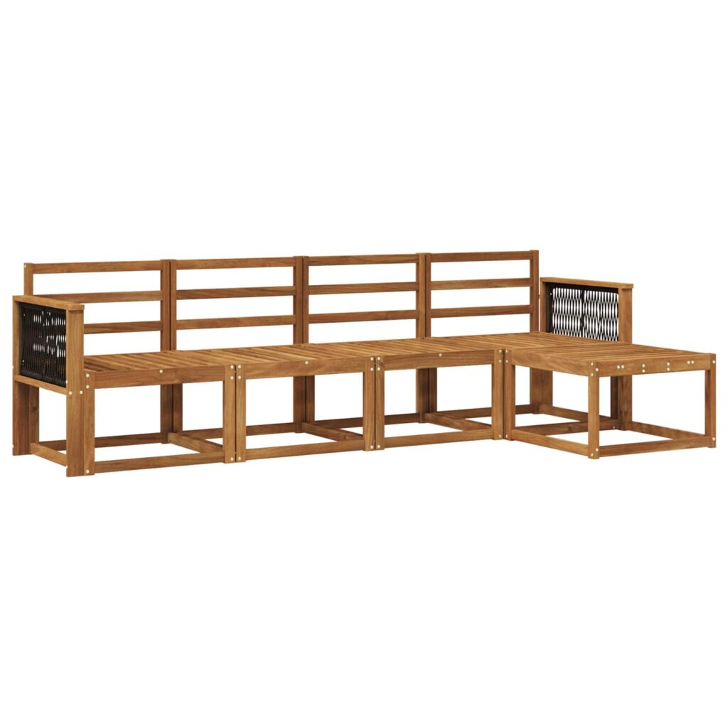 Ulkosohvakokoelma 5 pcs Luonnollinen Tiheä akasiapuu