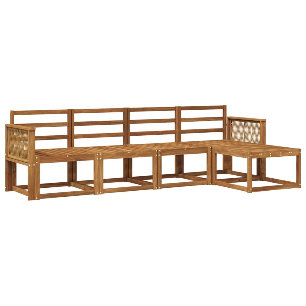 Ulkosohvakokoelma 5 pcs Luonnollinen Tiheä akasiapuu
