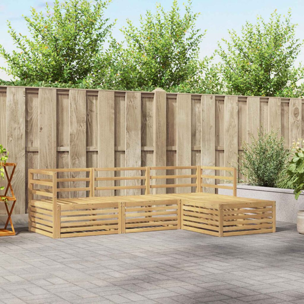 Ulkosohvakokoelma 4 pcs valkoinen Tiheä akasiapuu