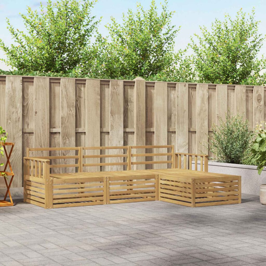 Ulkosohvakokoelma 4 pcs valkoinen Tiheä akasiapuu