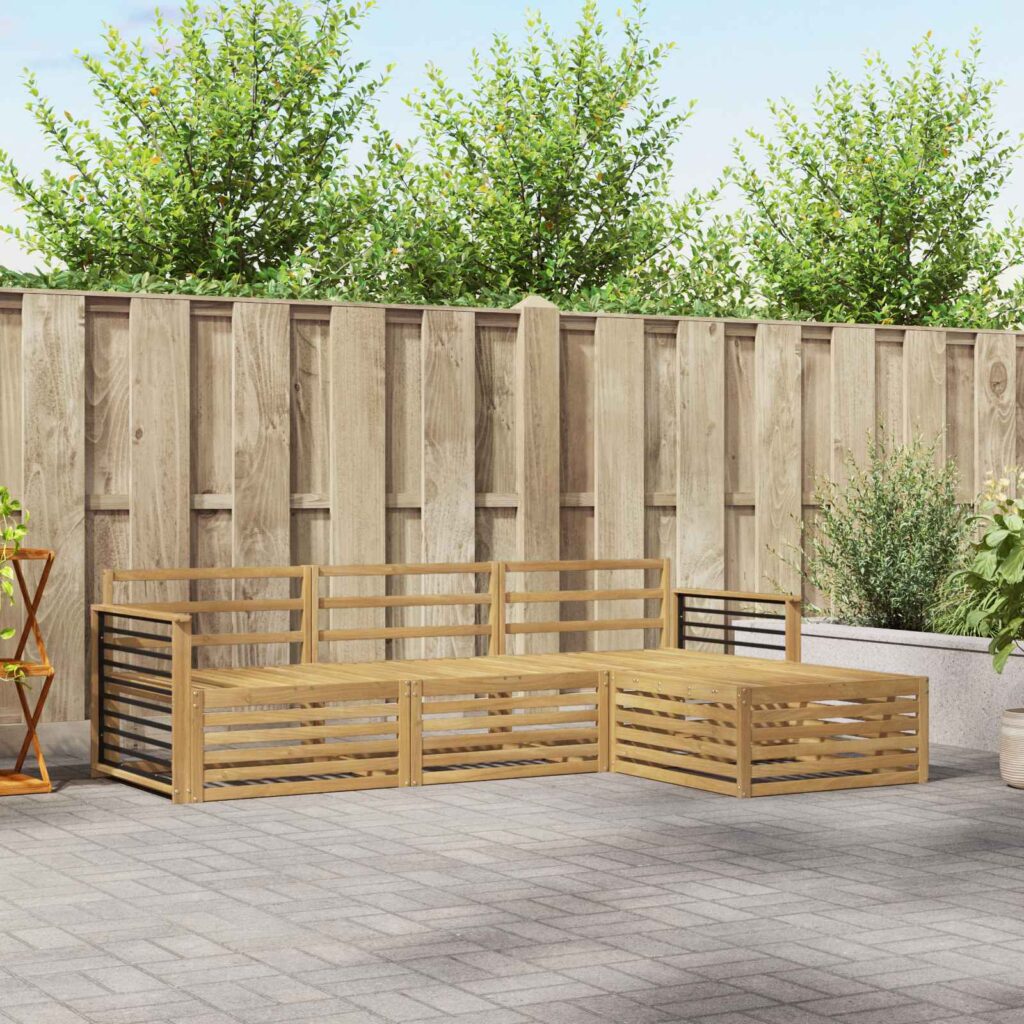 Ulkosohvakokoelma 4 pcs valkoinen Tiheä akasiapuu