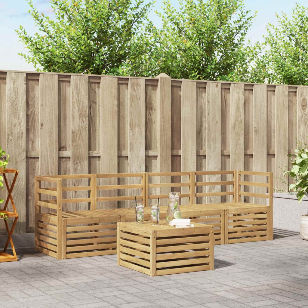 Ulkosohvakokoelma 5 pcs valkoinen Tiheä akasiapuu